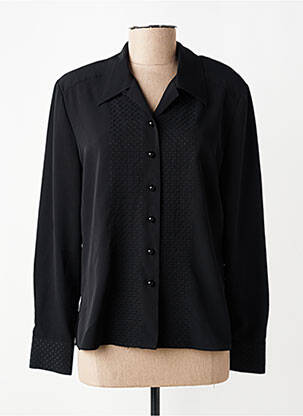 Chemisier tissage crêpe manches longues noir PRUNELLE femme