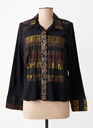 Chemisier tissage crêpe manches longues noir PAUPORTÉ femme