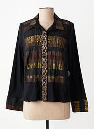 Chemisier tissage crêpe manches longues noir PAUPORTÉ femme