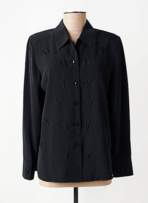 Chemisier tissage crêpe manches longues noir PRUNELLE femme