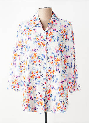 Chemisier imprimé fleurs manches 3/4 blanc GRIFFON femme