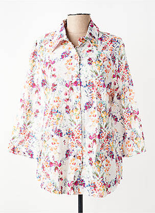 Chemisier imprimé fleurs manches 3/4 blanc GRIFFON femme