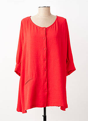 Chemisier coupe droite manches 3/4 rouge FRANCK ANNA femme