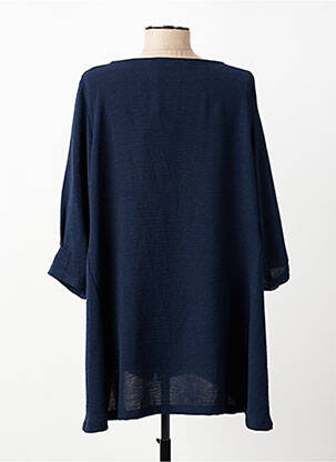 Chemisier coupe droite manches 3/4 bleu FRANCK ANNA femme