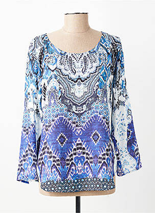 Top imprimé fantaisie manches longues bleu PAUSE CAFE femme