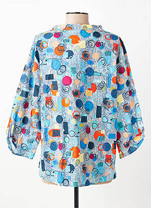Chemisier imprimé fantaisie manches longues bleu GRIFFON femme