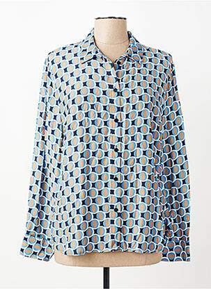 Chemisier imprimé fantaisie manches longues bleu FRANK WALDER femme