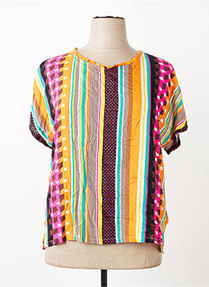 Top imprimé fantaisie manches courtes orange CAP JULUCA femme