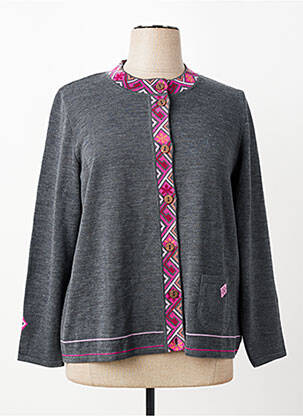 Gilet manches longues col rond gris PAUPORTÉ femme