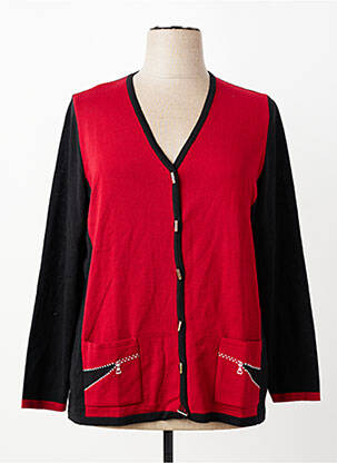 Gilet manches longues fermeture boutonnée sur le devant rouge PAUPORTÉ femme