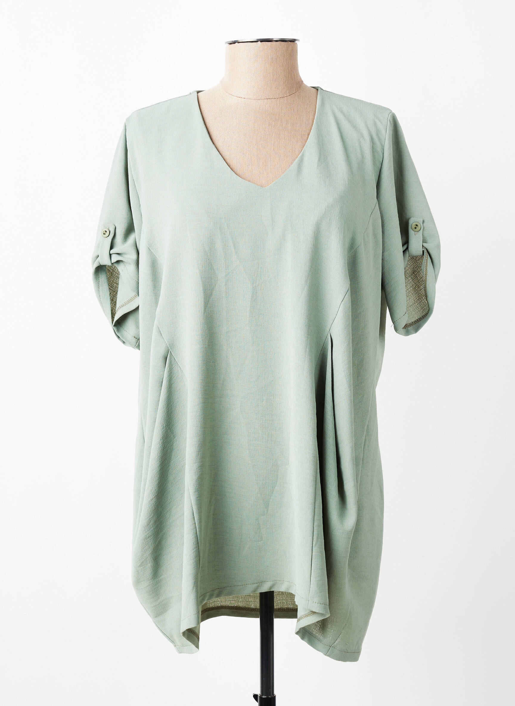Tunique manches courtes col v vert FRANCK ANNA femme