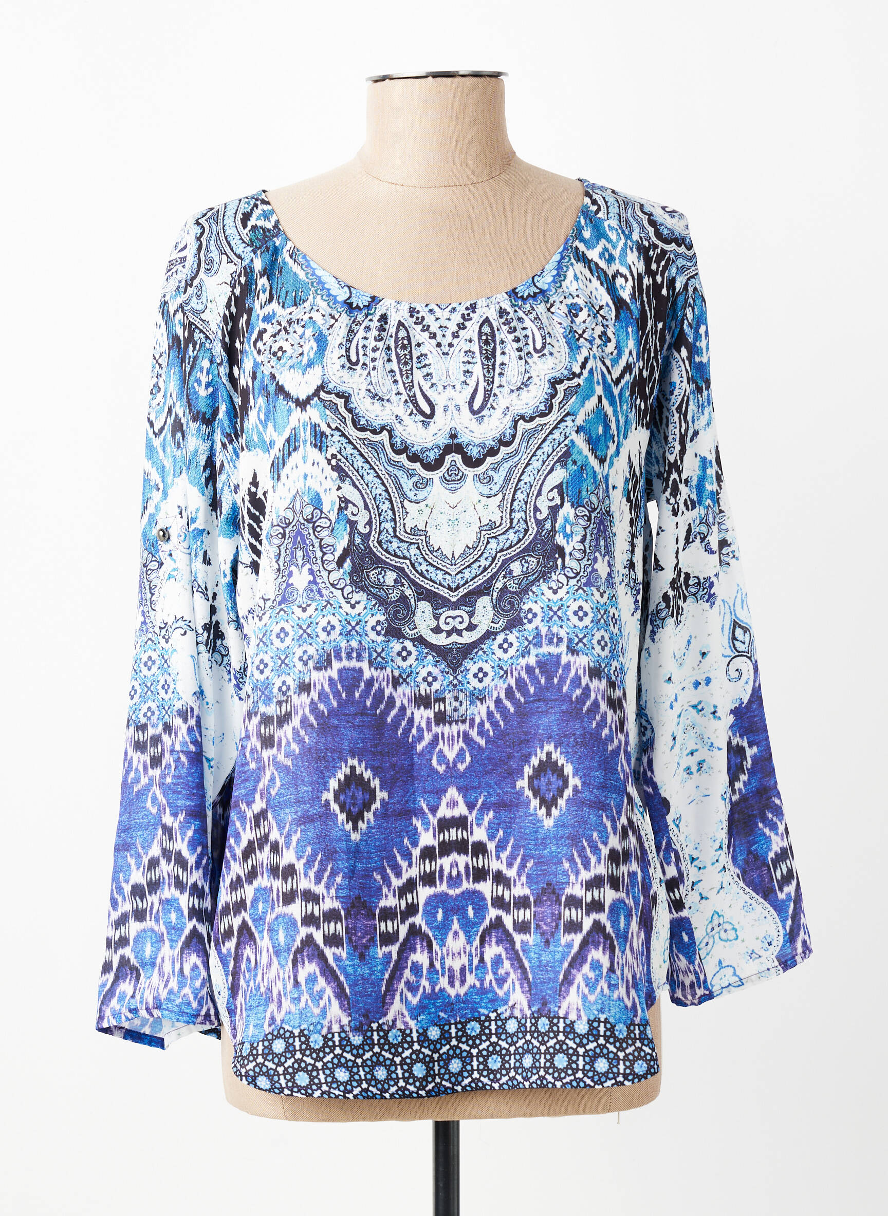 Top imprimé fantaisie manches longues bleu PAUSE CAFE femme