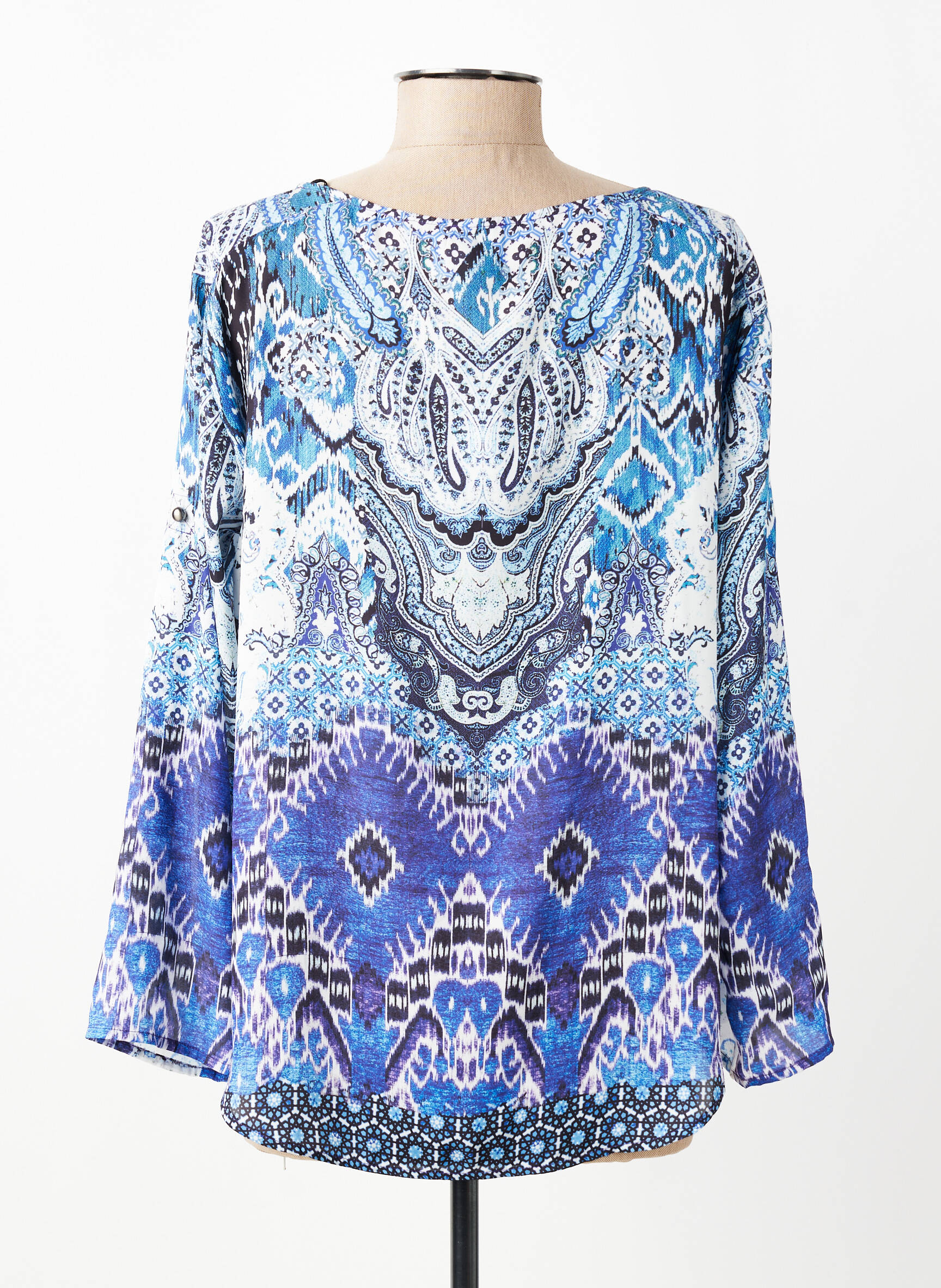Top imprimé fantaisie manches longues bleu PAUSE CAFE femme