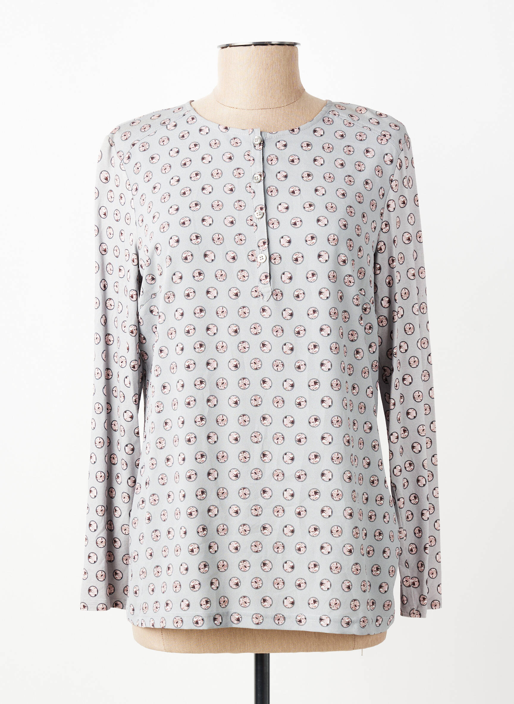Blouse imprimé fantaisie manches longues gris RABE femme