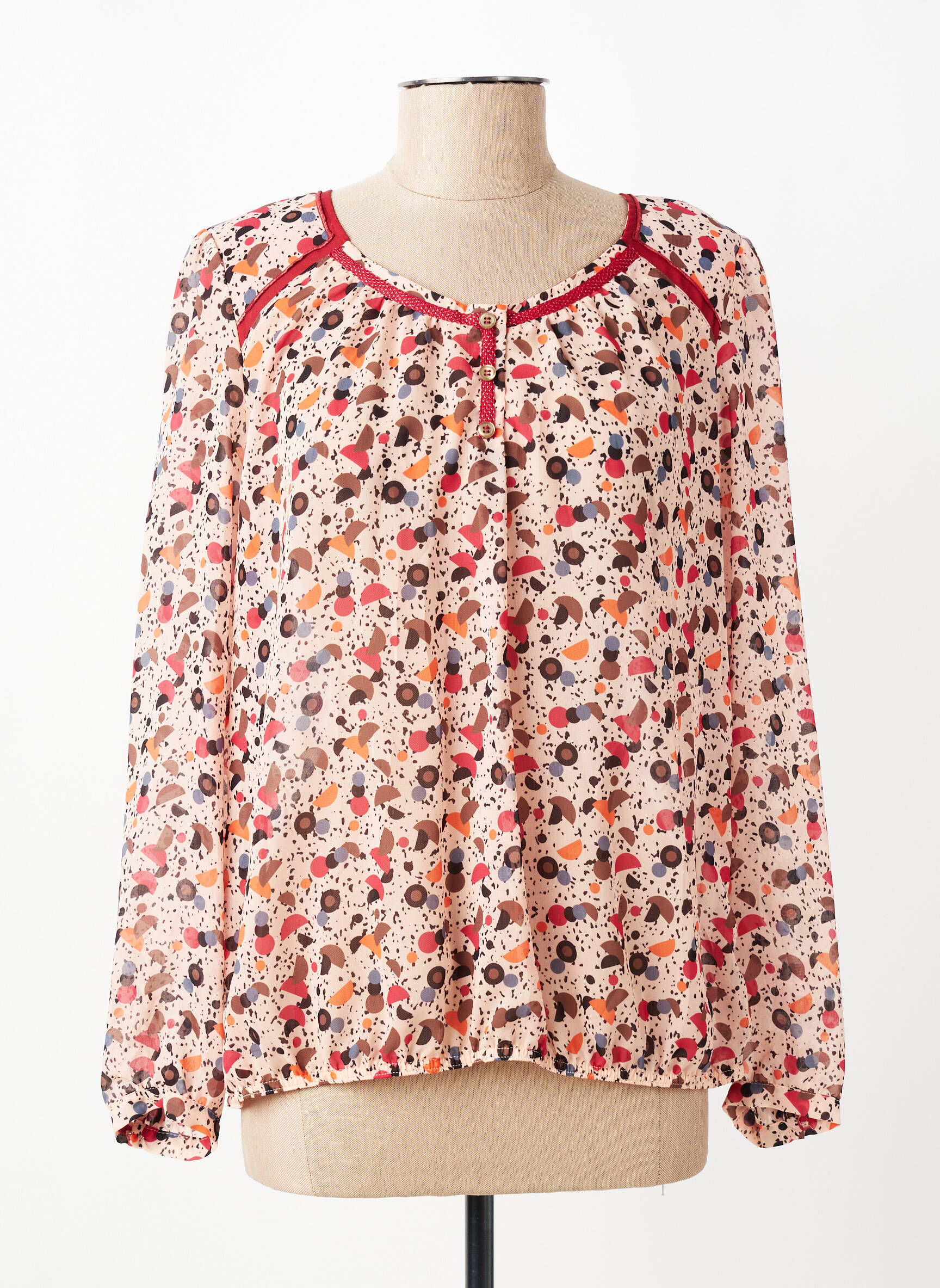 Blouse légère et transparente manches longues beige TERRE DE FÉES femme