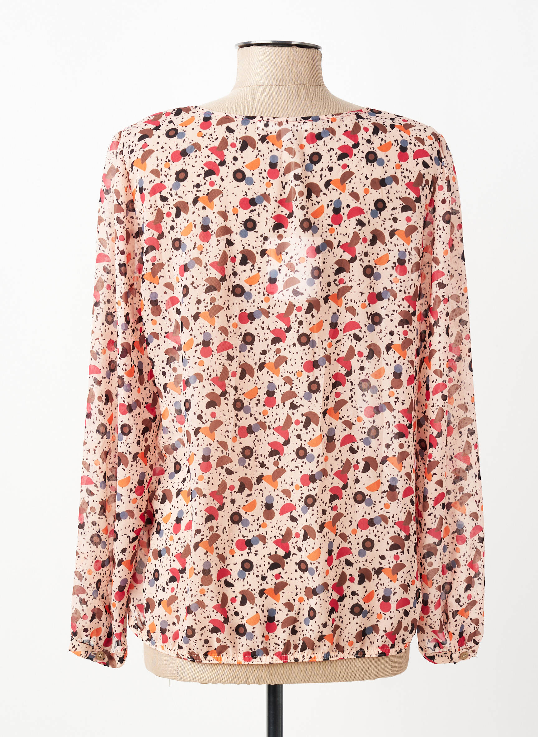 Blouse légère et transparente manches longues beige TERRE DE FÉES femme