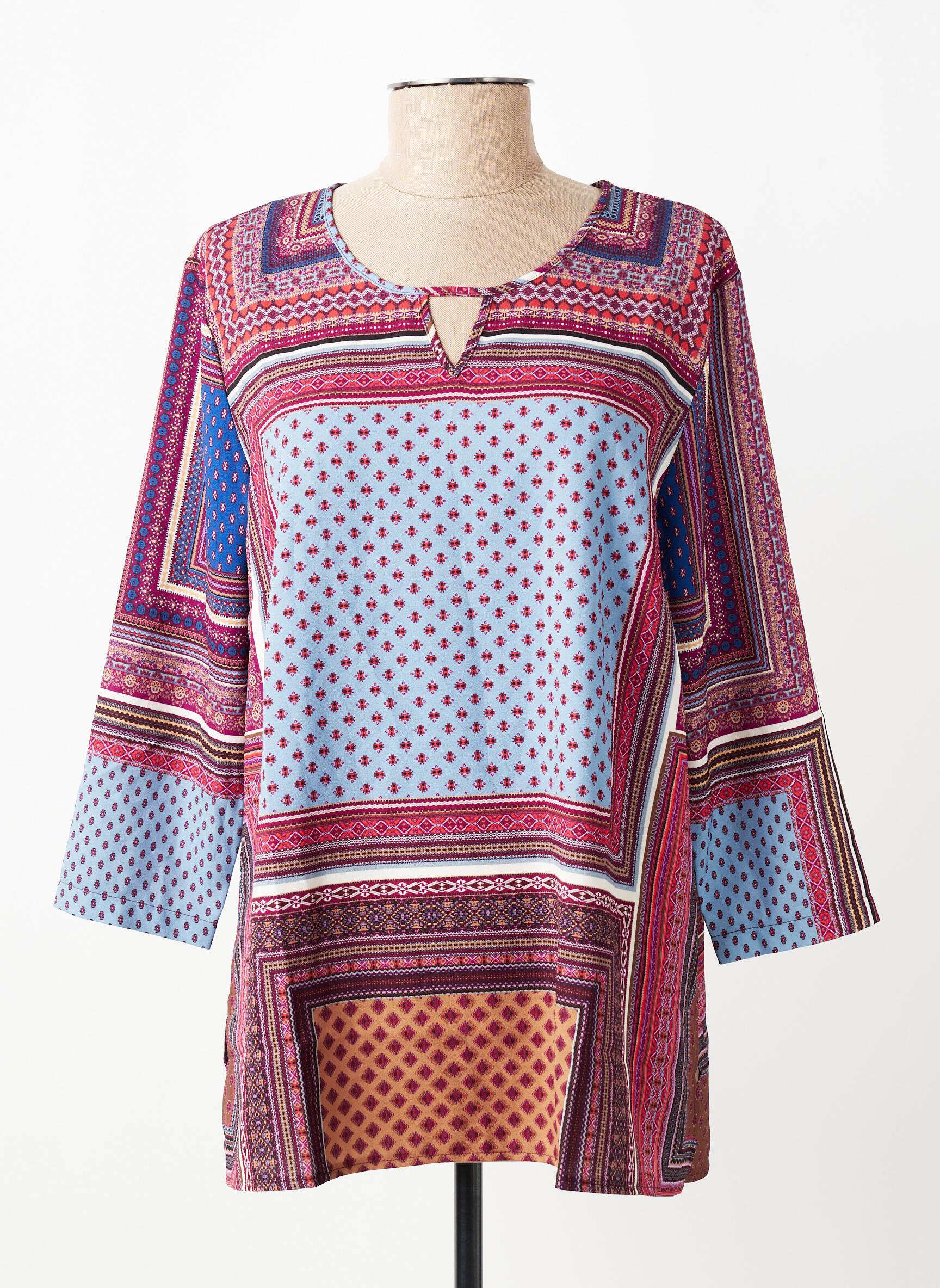 Top imprimé fantaisie manches longues bleu GRIFFON femme