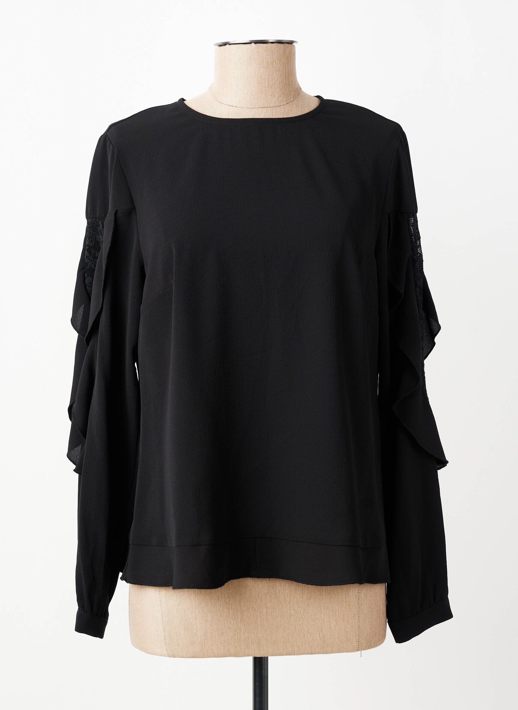 Blouse fermeture boutonnée au dos manches longues noir PAUPORTÉ femme