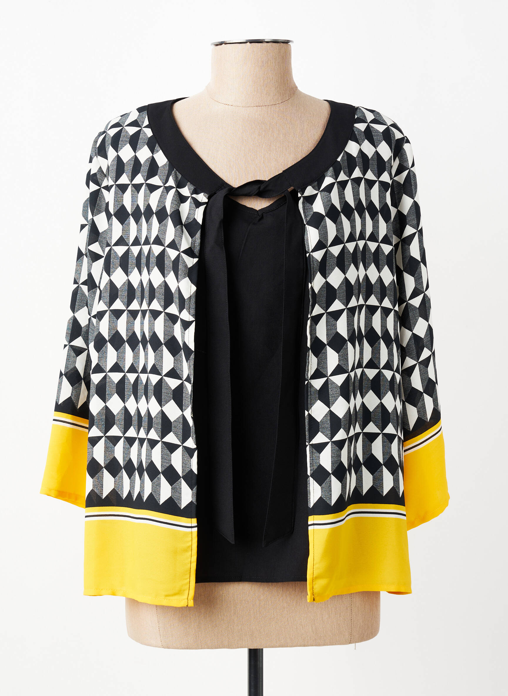 Gilet manches longues col v noir CHRISTINE LAURE femme