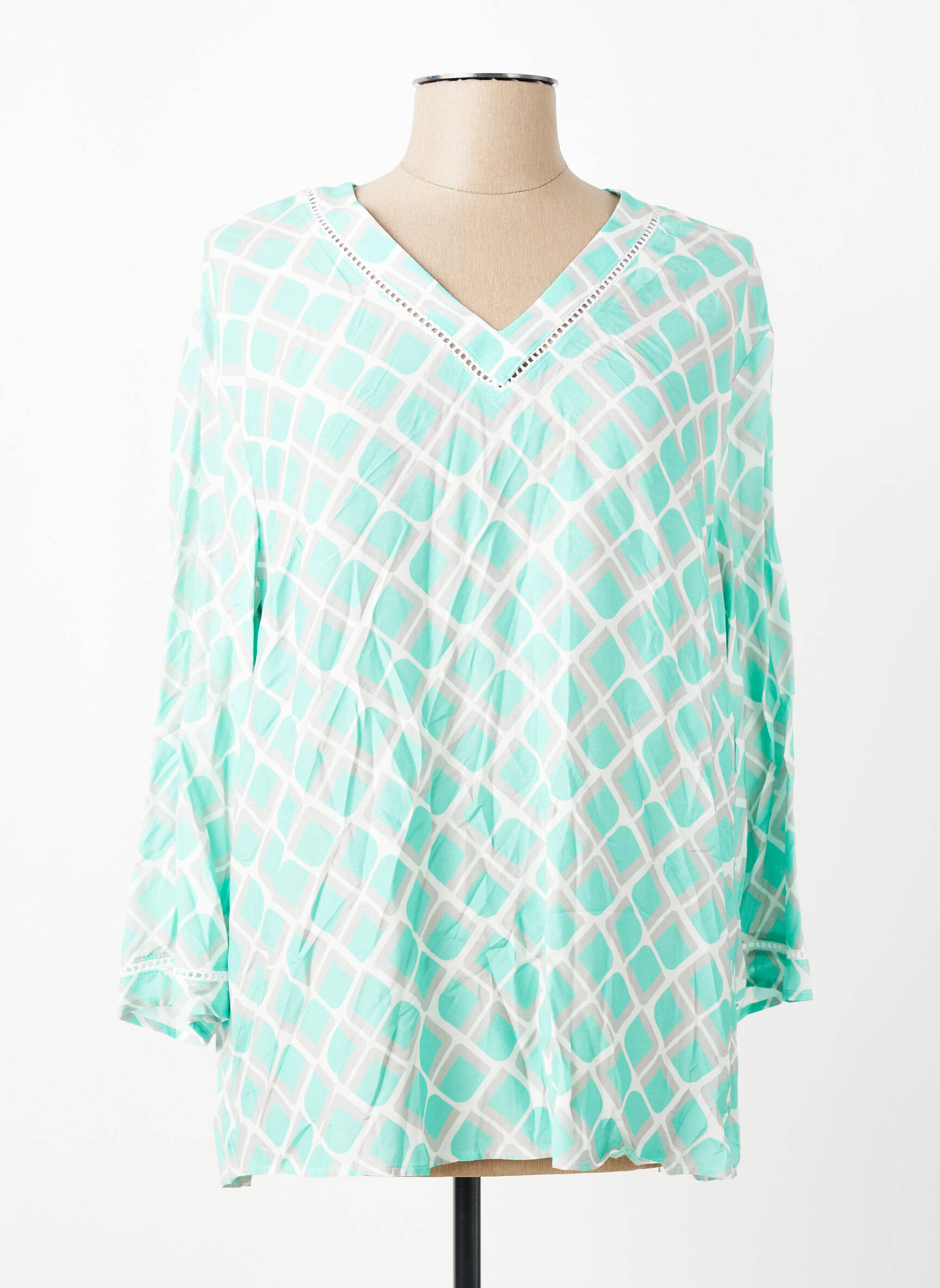 Blouse imprimé fantaisie manches longues vert FRANK WALDER femme