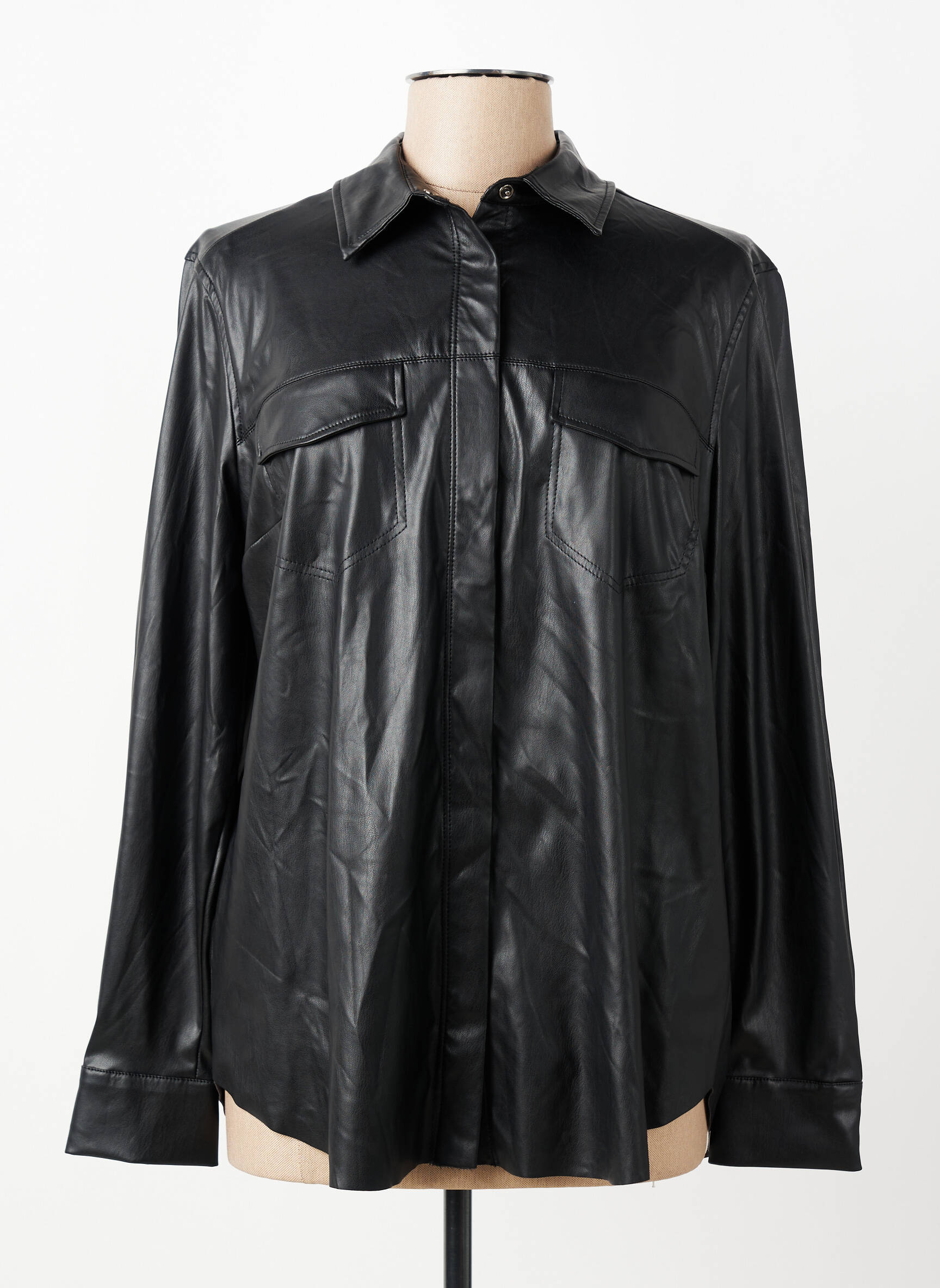 Chemisier coupe droite manches longues noir TONI femme