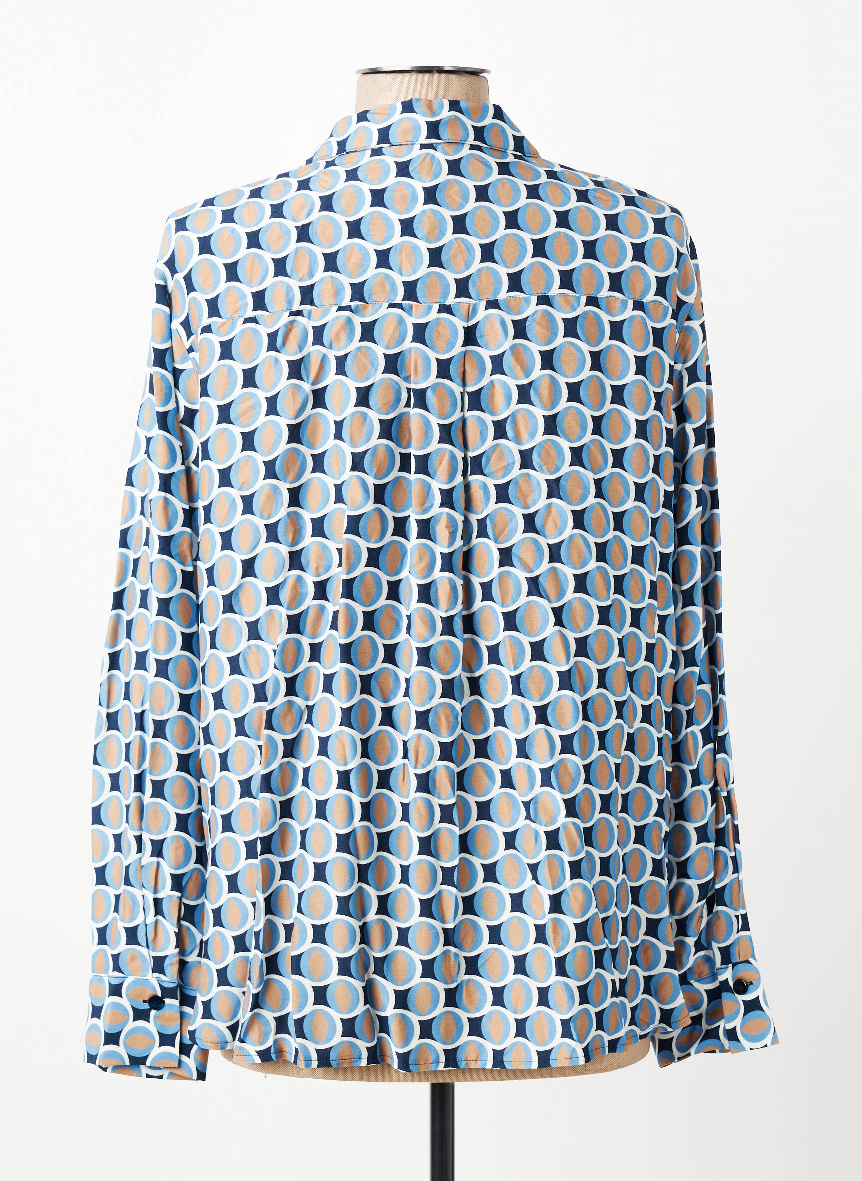 Chemisier imprimé fantaisie manches longues bleu FRANK WALDER femme