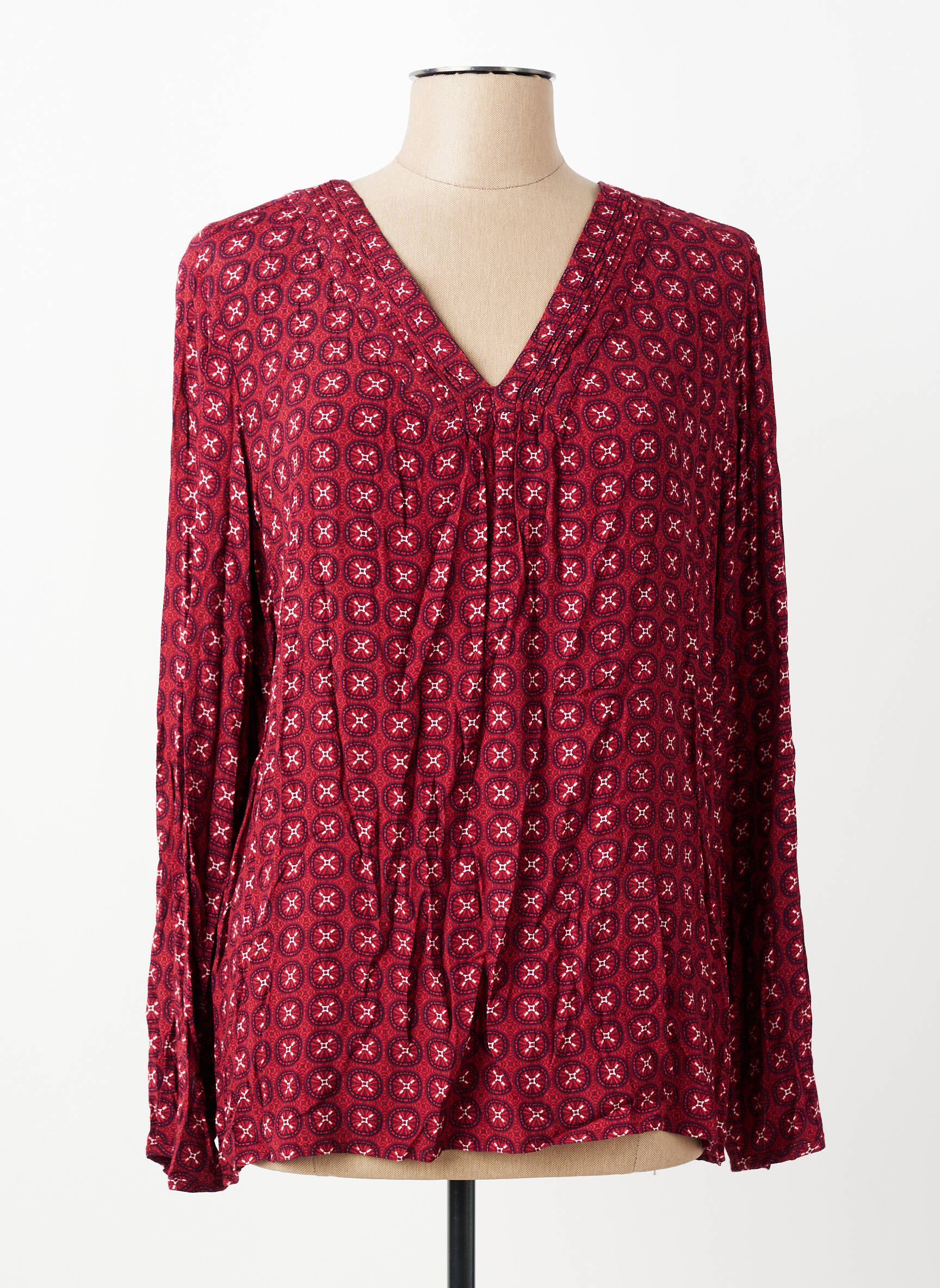 Blouse imprimé fantaisie manches longues rouge OLSEN femme