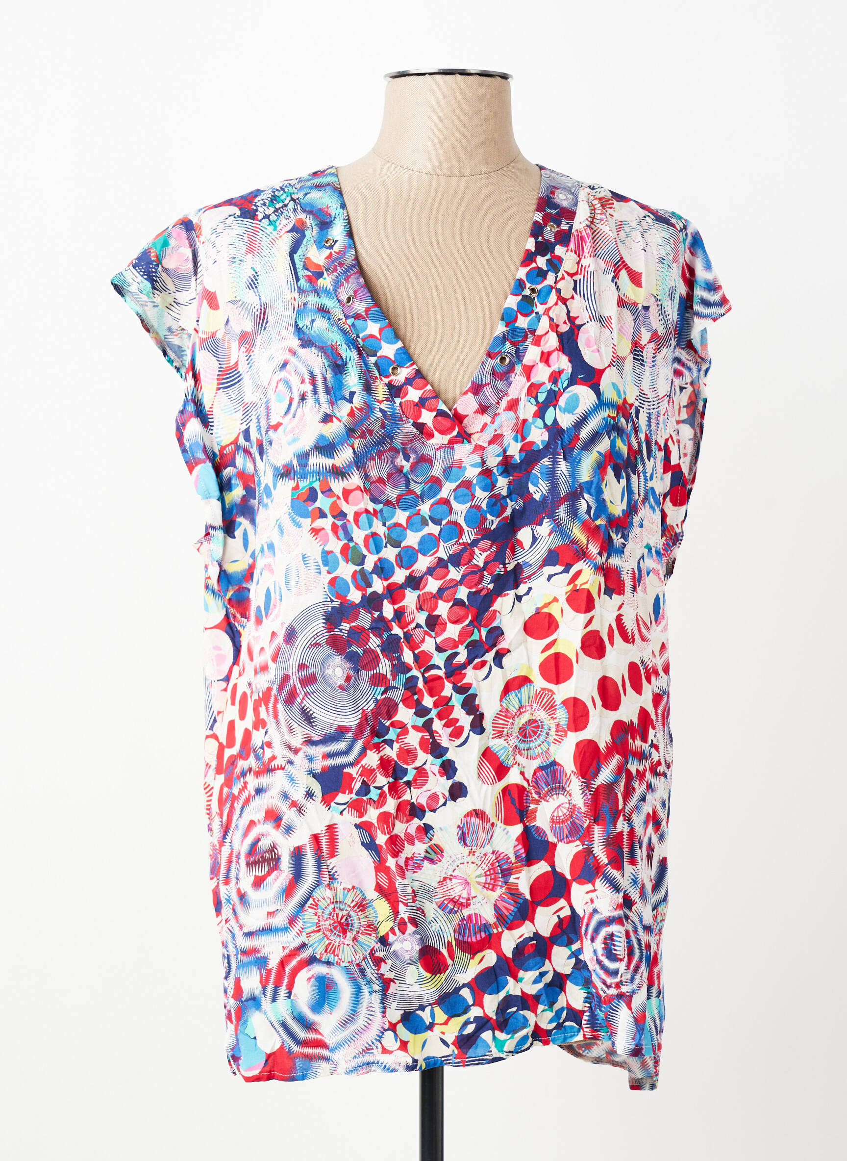 Top imprimé fantaisie sans manche bleu FA CONCEPT femme