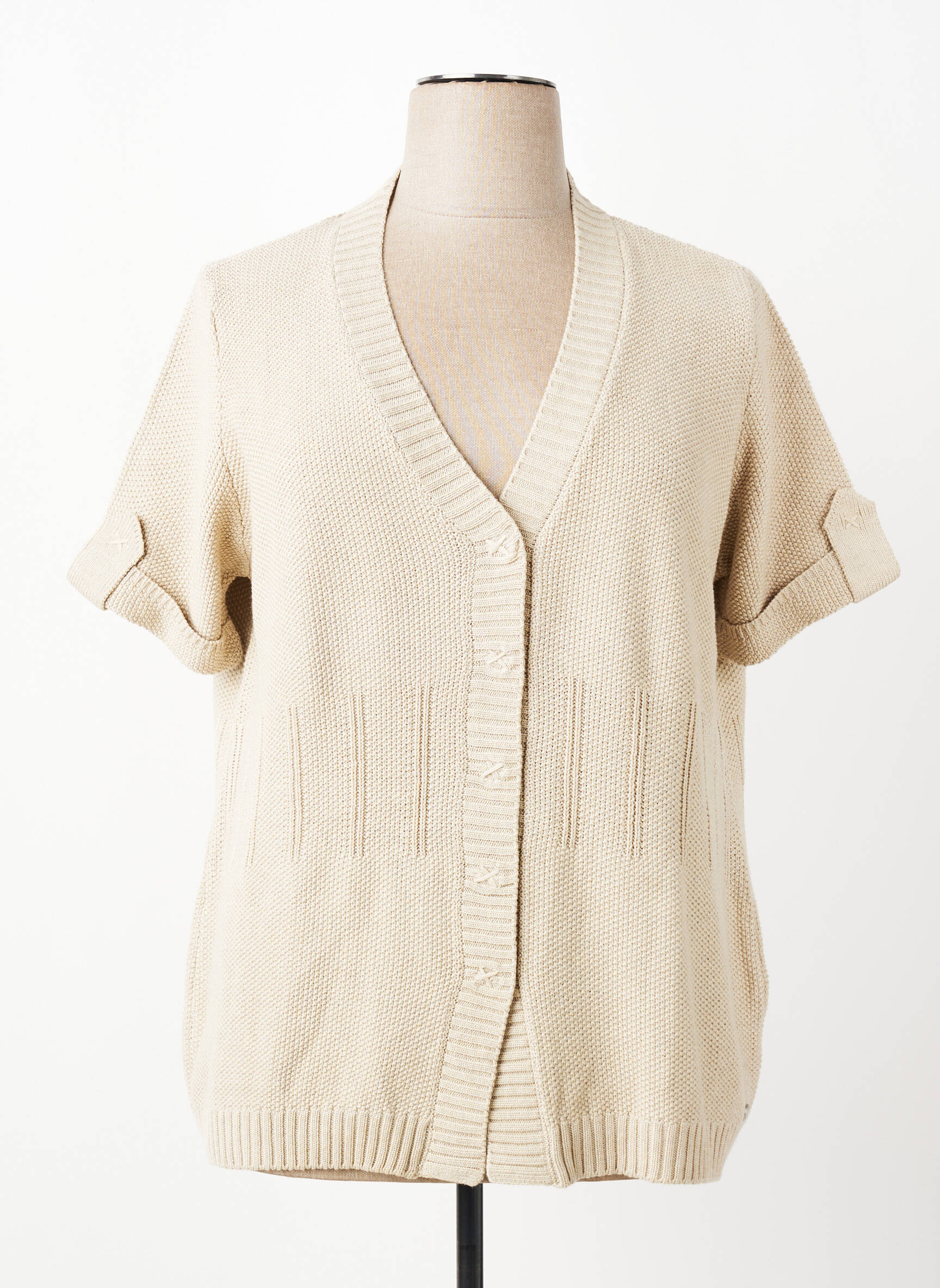 Gilet manches courtes coupe droite beige OLSEN femme