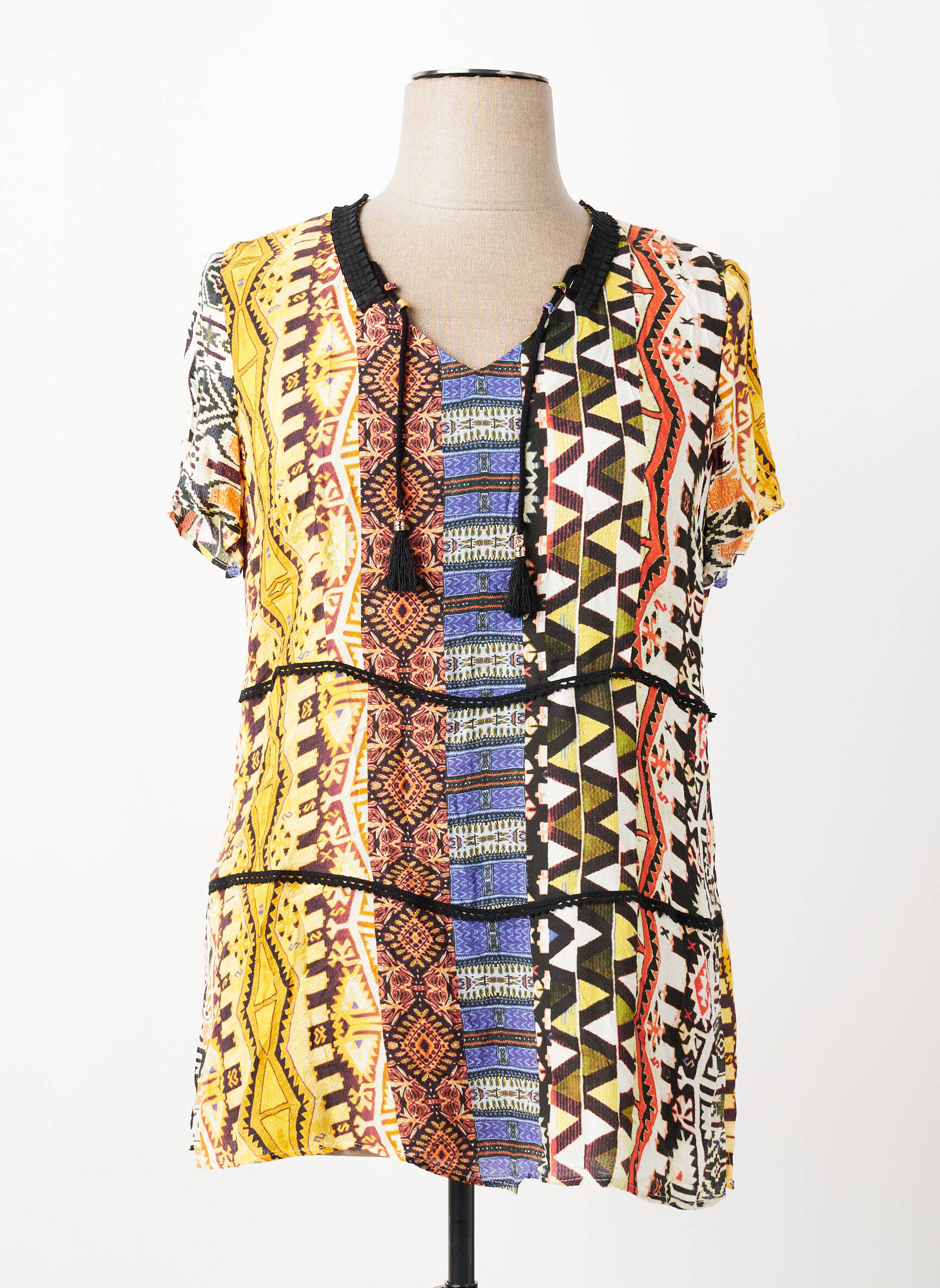 Blouse imprimé fantaisie manches courtes jaune PAUSE CAFE femme