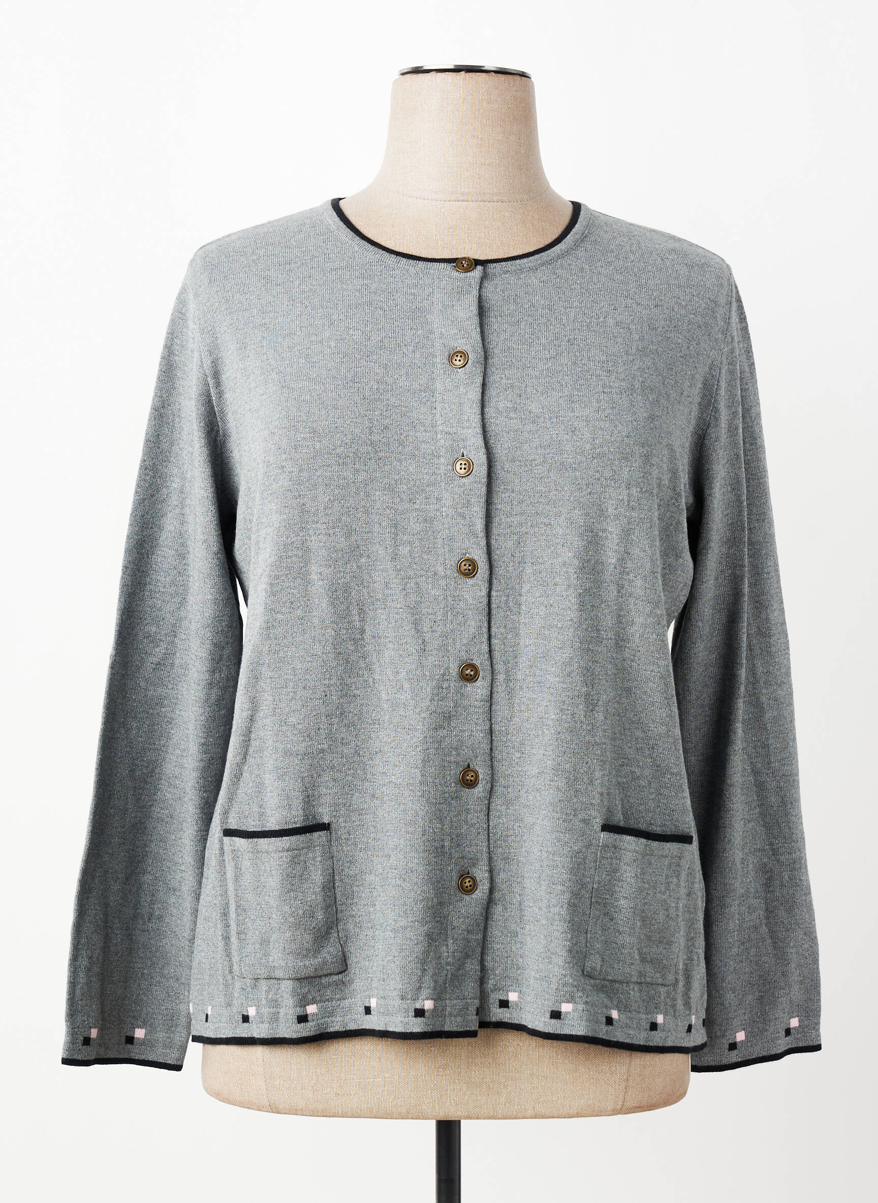 Gilet manches longues col rond gris TELMAIL femme