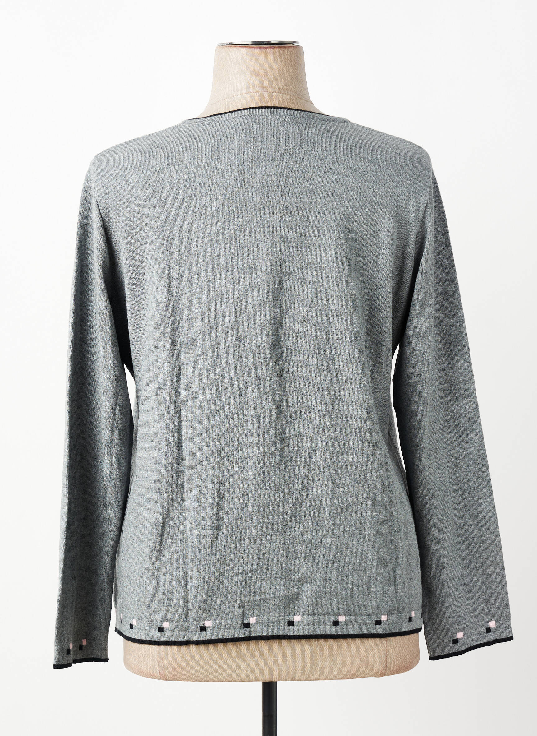Gilet manches longues col rond gris TELMAIL femme