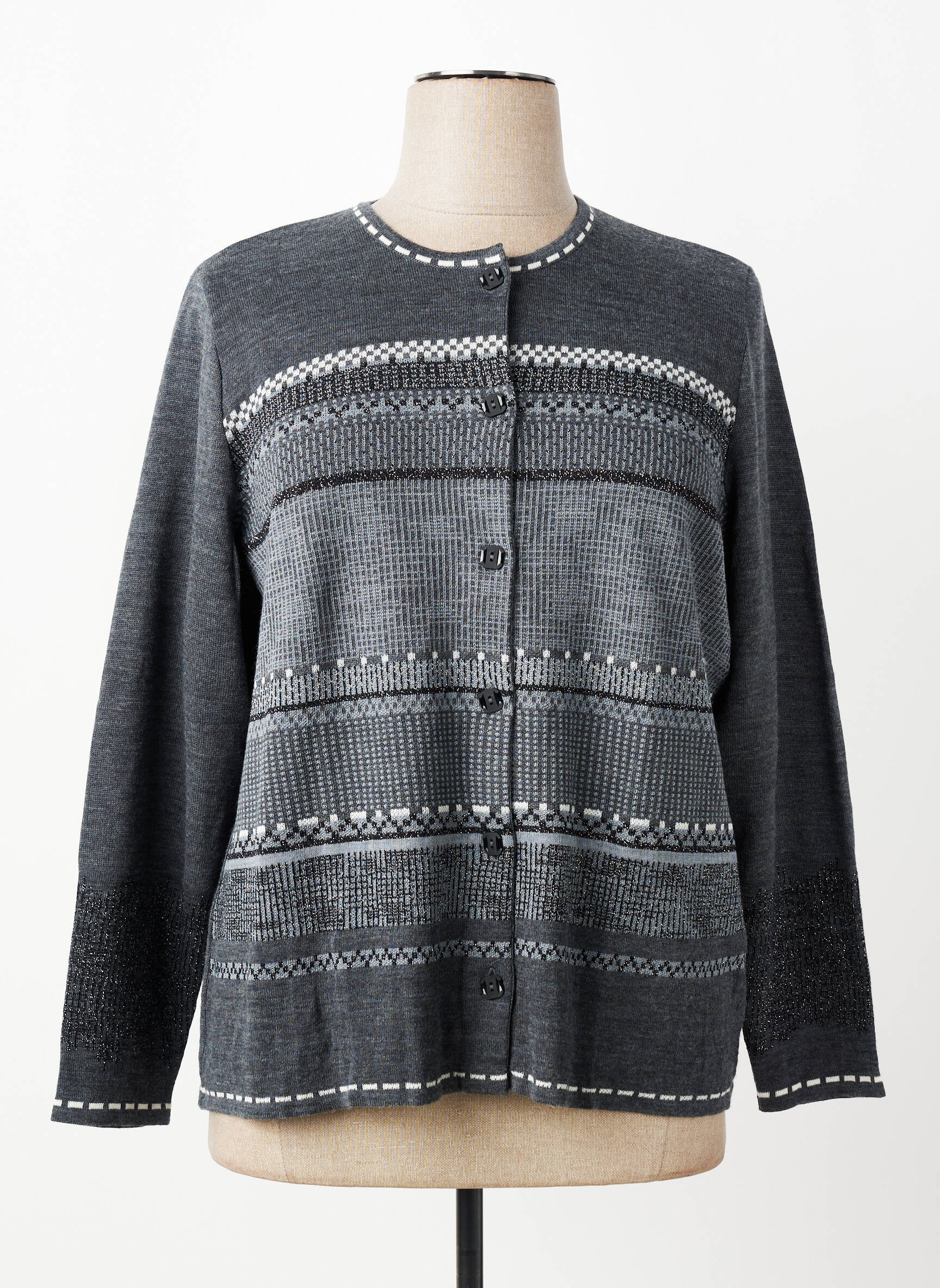 Gilet manches longues col rond gris PAUPORTÉ femme