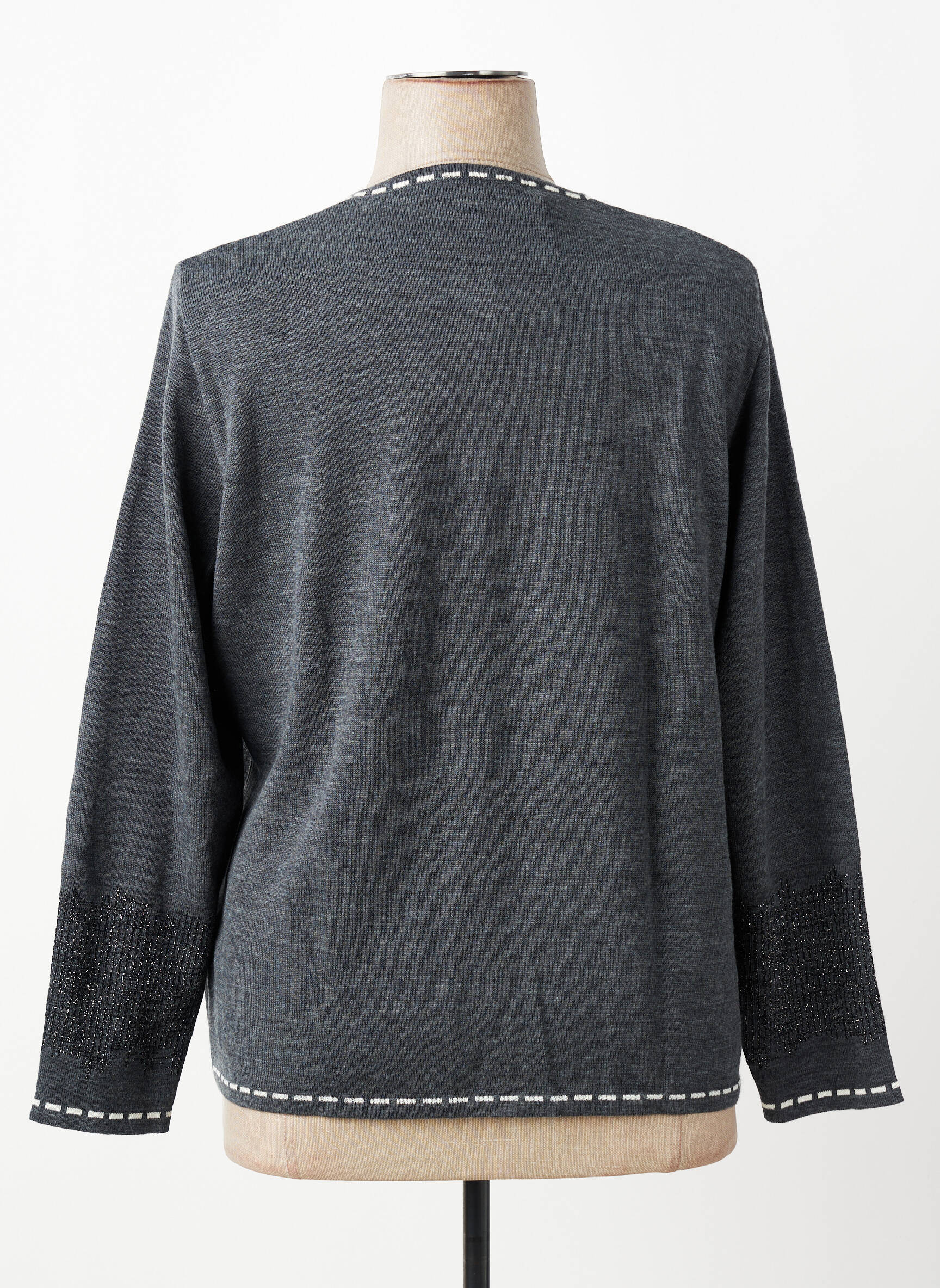 Gilet manches longues col rond gris PAUPORTÉ femme