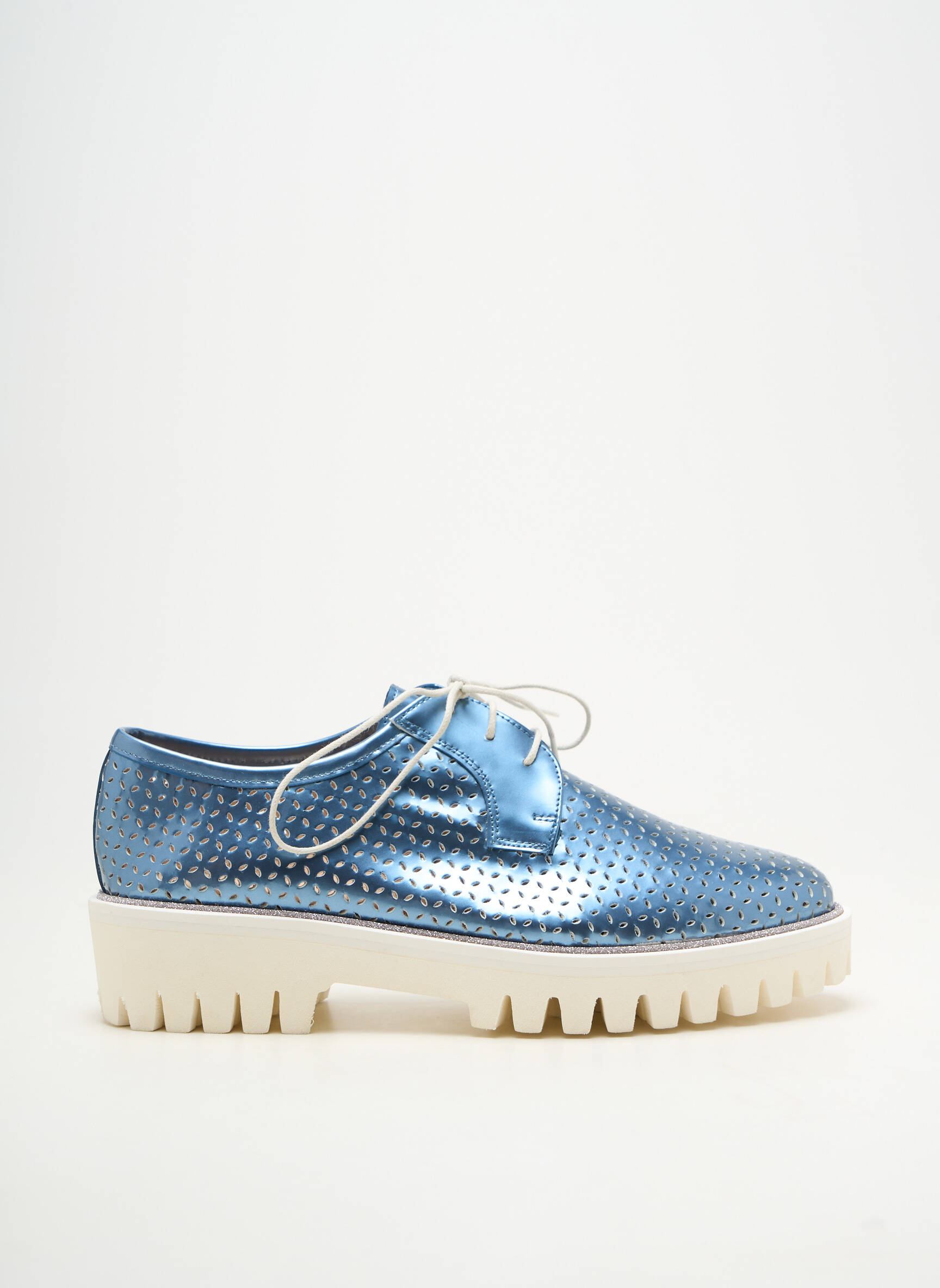 Derbies matière lisse talon plat jusqu'à 3cm bleu PERTINI femme