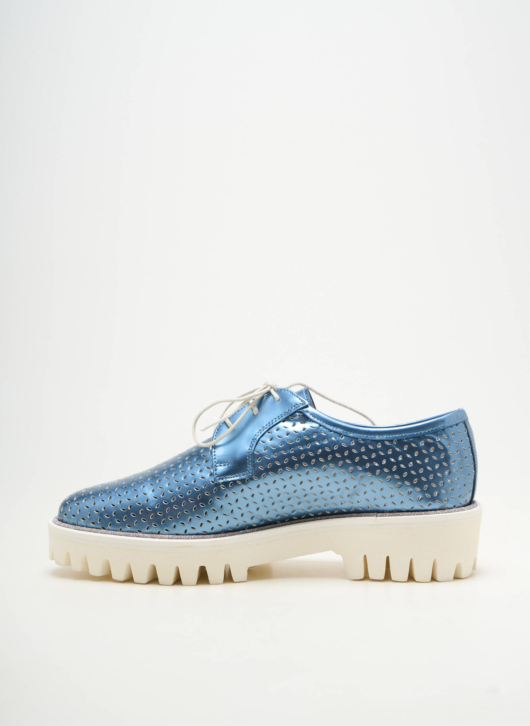 Derbies matière lisse talon plat jusqu'à 3cm bleu PERTINI femme