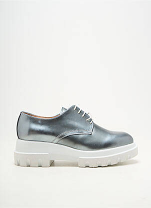 Derbies matière lisse talon plat jusqu'à 3cm argent PERTINI femme