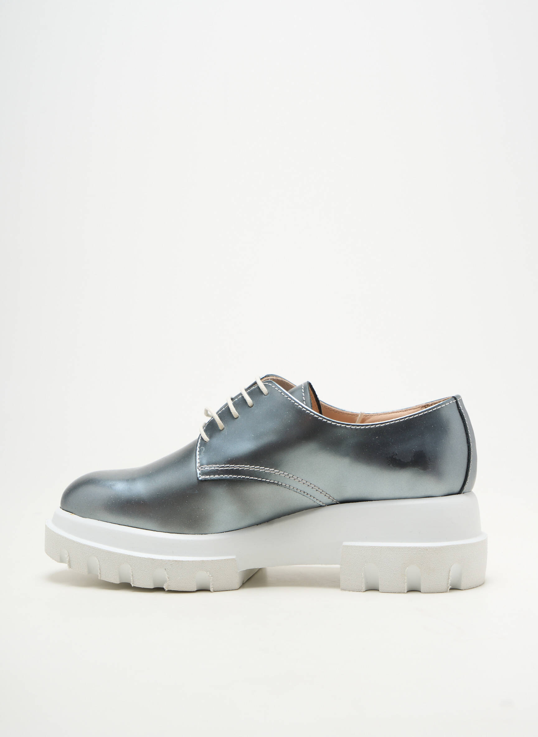 Derbies matière lisse talon plat jusqu'à 3cm argent PERTINI femme
