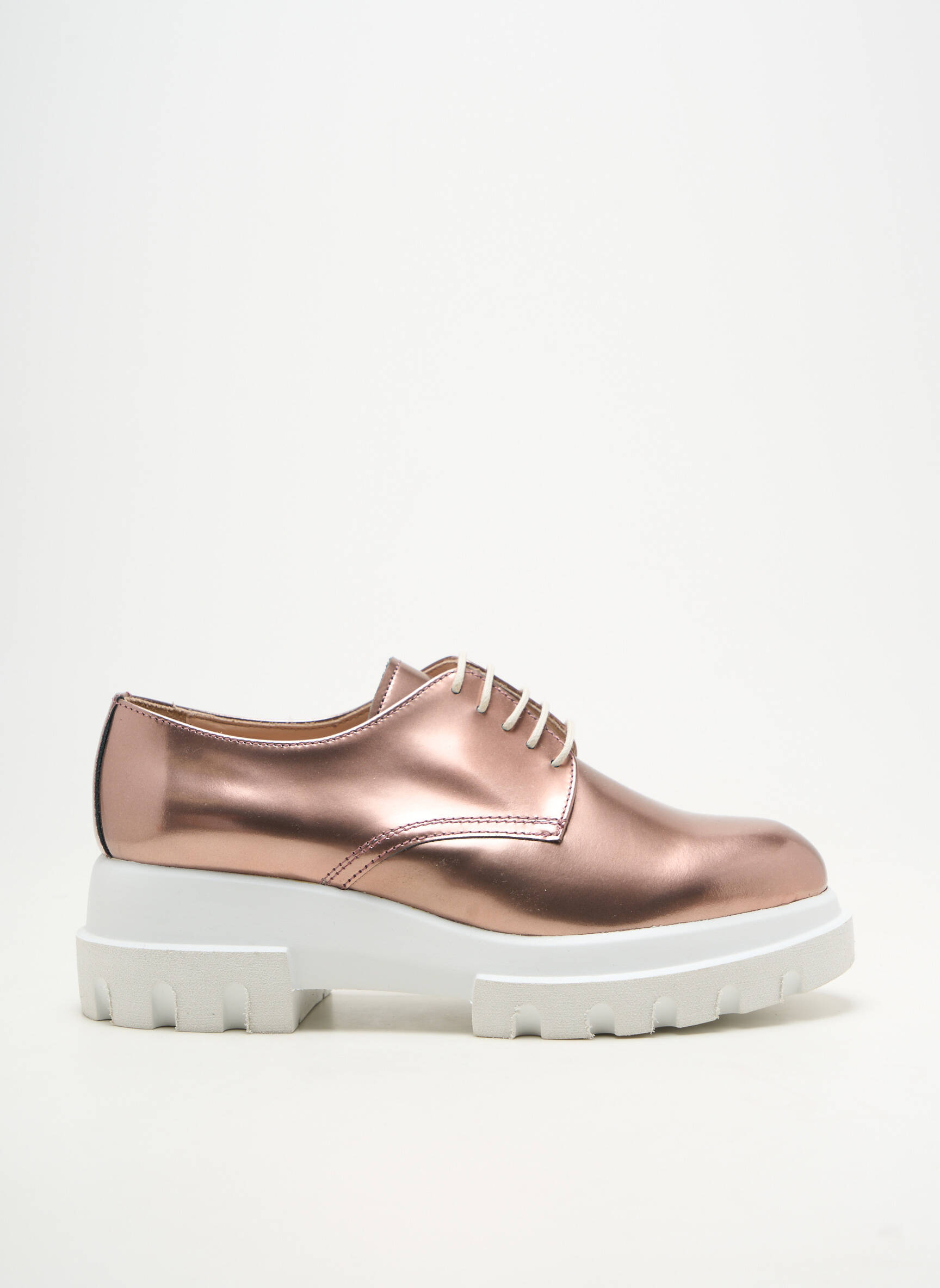 Derbies matière lisse talon plat jusqu'à 3cm rose PERTINI femme