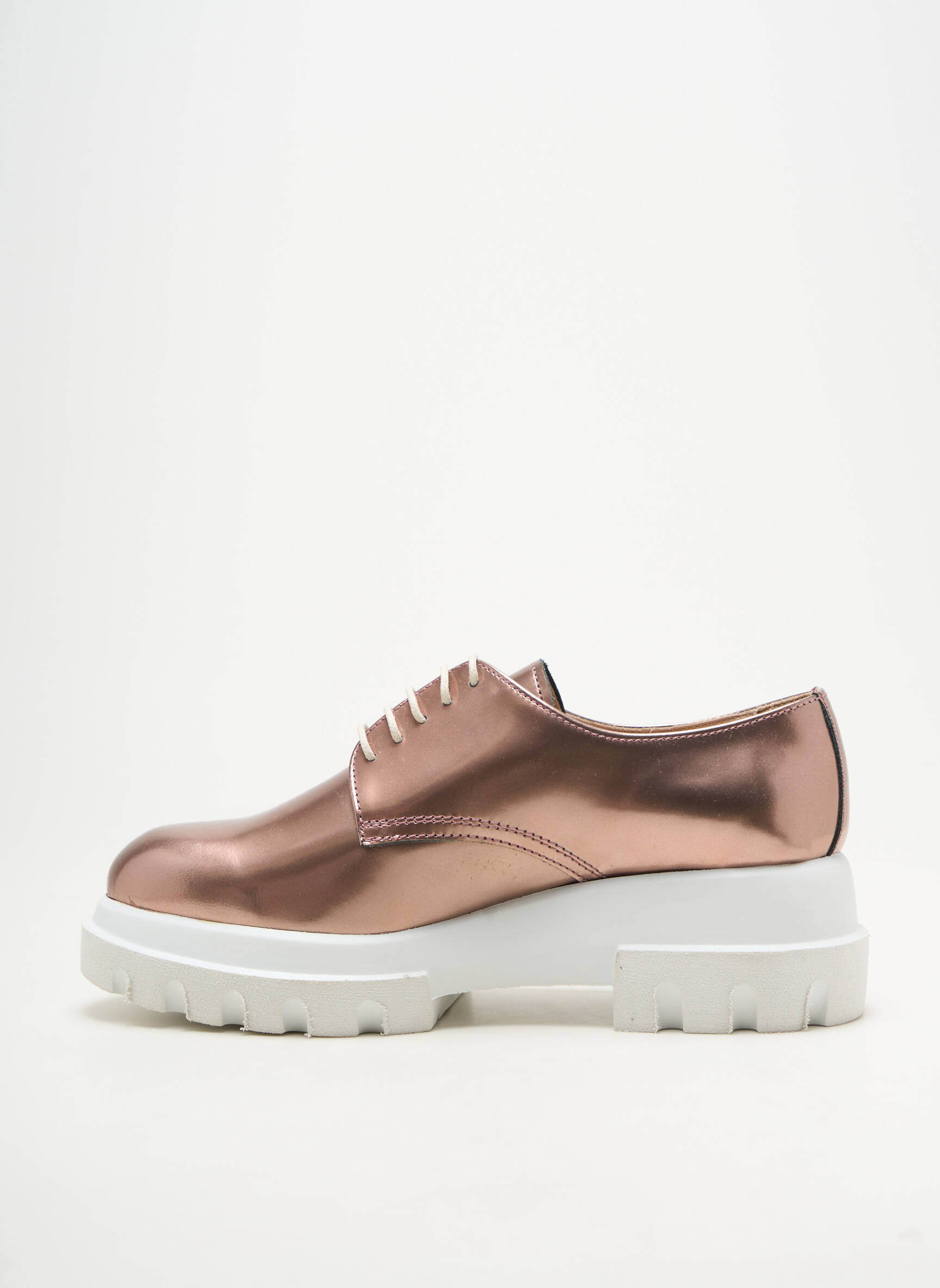 Derbies matière lisse talon plat jusqu'à 3cm rose PERTINI femme