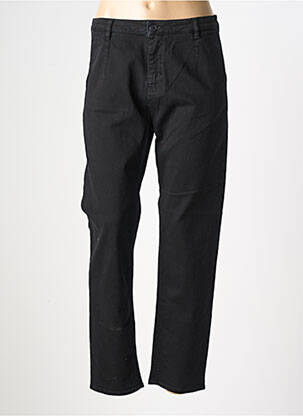 Pantalon droit fermeture zippée sous rabat boutonné noir HAPPY femme