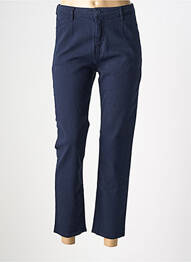 Pantalon droit fermeture zippée sous rabat boutonné bleu HAPPY femme