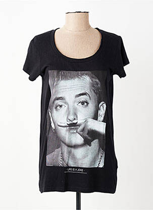 T-shirt imprimé fantaisie manches courtes noir ELEVEN PARIS femme