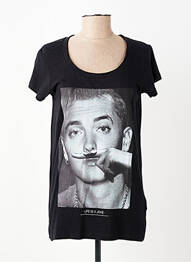 T-shirt imprimé fantaisie manches courtes noir ELEVEN PARIS femme