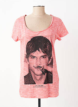 T-shirt sérigraphie manches courtes rose ELEVEN PARIS femme