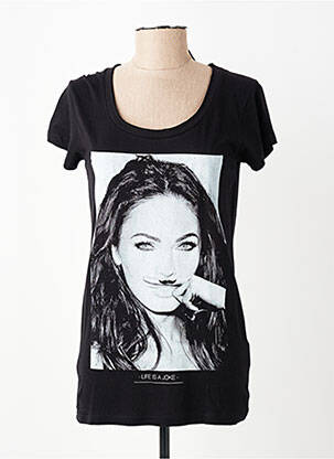 T-shirt sérigraphie manches courtes noir ELEVEN PARIS femme