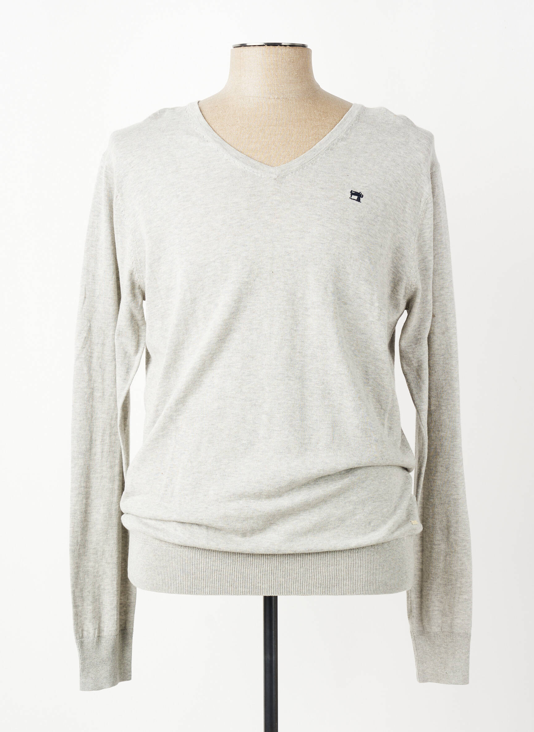 Pull col v manches longues gris SCOTCH & SODA homme