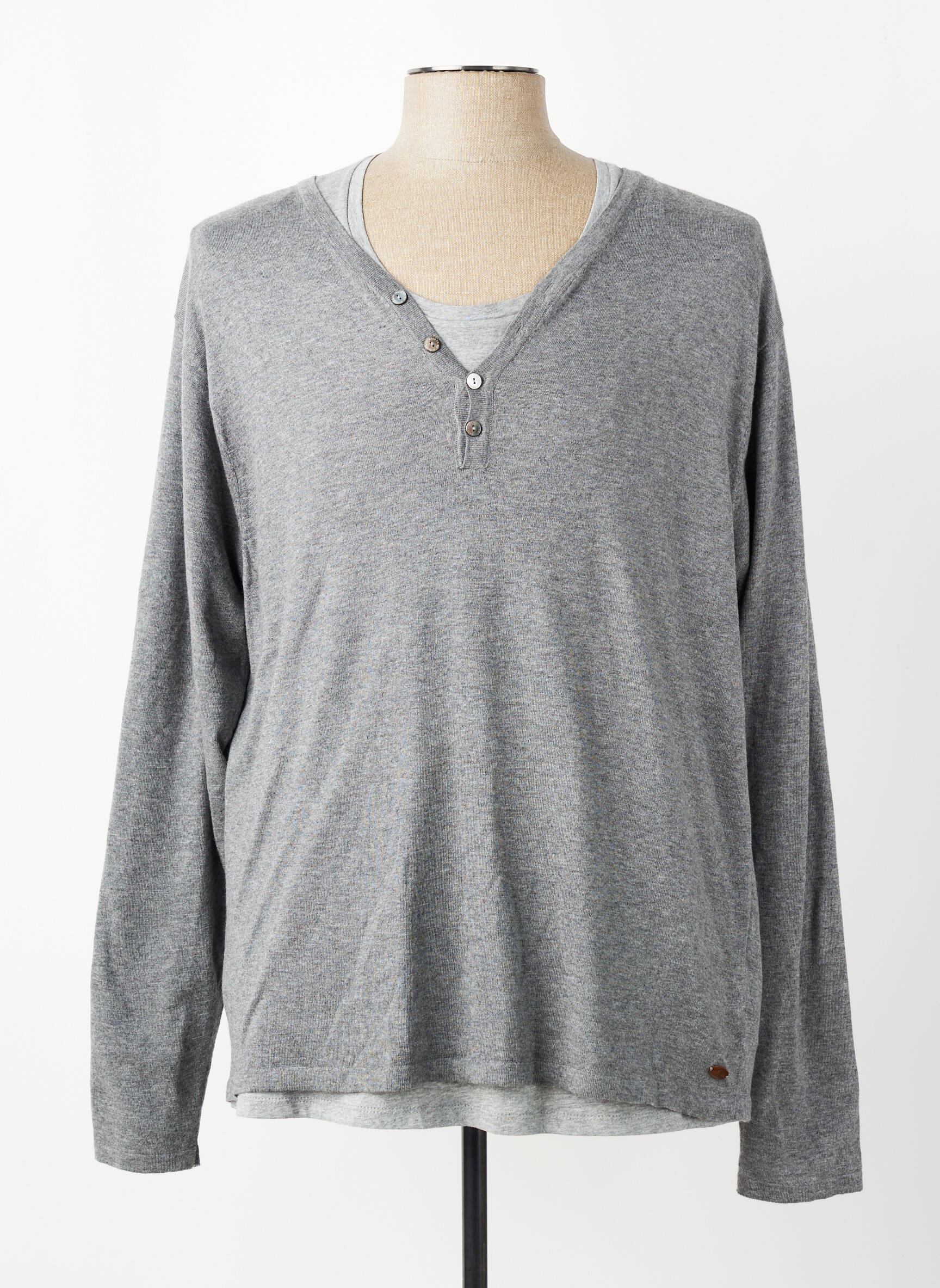Pull stretch manches longues gris SCOTCH & SODA homme