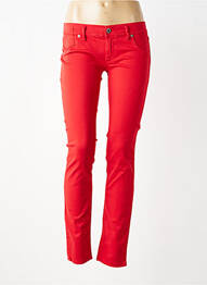 Jeans coupe slim stretch taille basse rouge FREESOUL femme