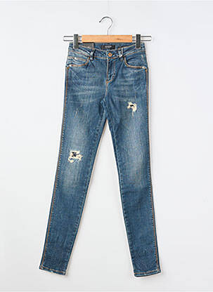Jeans skinny effet usé délavé taille basse bleu GUESS femme